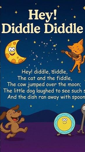 Hey Diddle Diddle 🌙 | Fun Nursery Rhyme for Kids | Animated Rhyme Shorts | ytshorts