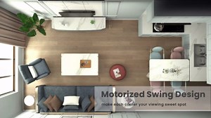 ynVISION.DESIGN Motorized Swing Out TV Wall Mount Bracket for 32" - 75" TV w/Remote Control | Swivels Up to 90 Degrees | Compatible w/Samsung, LG, or Universal Remote via IR