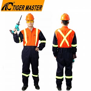 [Hot Item] Custom Logo One Piece 270 Grams 100% Cotton Waterproof High Visibility Reflective PPE Protective Safety Workwear Coverall