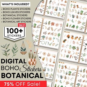 Boho Botanical Digital Stickers for Goodnotes, Daily Digital Sticker, Boho Flower Stickers, Digital Planner Stickers, Good Notes Sticker PNG - Etsy