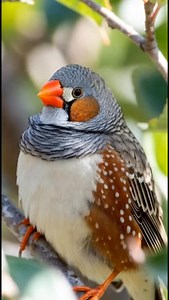 Meet my feathered friend, the Zebra Finch Charm 🐦😻 These birds are known for their lively nature, striking black-and-white patterns, vibrant orange beaks, and social behavior, bringing a burst of wild energy to any flock. #ZebraFinch #BirdLovers #AustralianWildlife #PetBirds #fly | Bloggster