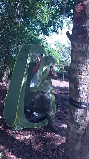 Portable camping shower tent setup 🚿🏕️