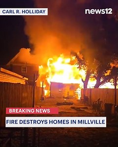 JUST IN: A fire has destroyed several homes in Millville, Cumberland County. Video shows bright flames completely taking over a neighborhood. Watch News 12 for more on this developing story - https://bit.ly/3G3e2yJ | News 12 New Jersey
