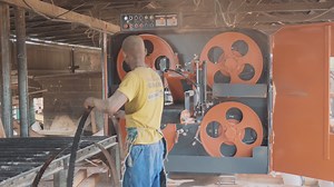 Designed to be a compact and versatile machine that easily integrates into your operation, the HR250 Super Twin Horizontal Band Resaw can make one or two cuts in a single pass to resaw cants and boards. See it in action in South Africa. | Wood-Mizer