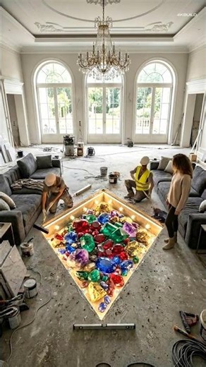 ✨ Epic Epoxy Transformation: Precious Stone Inlays! 💎#epoxyfloor #interiordesign