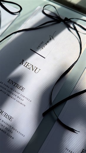 Erin Rogers on Instagram: "DIY Dinner Menus with name tags for seating assignments! ️ Comment “MENU” if you’d like me to DM you all my materials to make these✨ #diywedding #weddingdiy #diymenu #weddingmenu #weddingmenus https://liketk.it/5mQ3l"