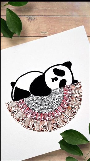 Relaxing Half mandala | easy panda drawing for kids #easydrawing #mandaladrawing #simplemandalaart