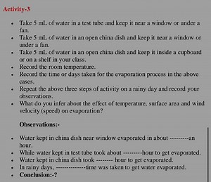 Activity 3: Evaporation ExperimentTake 5 mL of water in a tes... | Filo