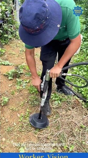 Worker Uses Air Cannon Soil Loosener — Power Meets Precision!