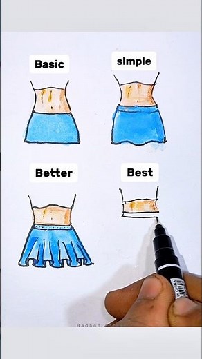 Basic to Best Skirt Drawing ✏️ | Easy Fashion Sketch Tutorial #art #drawing #satisfyingart #shorts