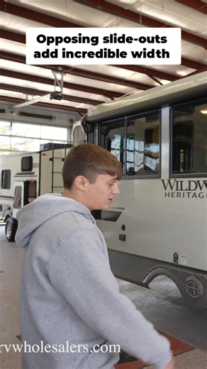 Easy to enter. Spacious to live in! Step inside the 2025 Wildwood Heritage Glen 271RL at RV Wholesalers! #Traveltrailer #RVDealership #LookingAtRVs