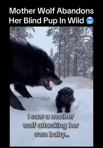 Heartbreaking Scene in the Wild: Mother Wolf's Brutal Decision 🐺 📱Download our Mobile App (iOS / Android) 🔗 https://link-to.app/dexwirenews In this chilling snapshot from a snowy forest, a fierce mother wolf appears to abandon her tiny blind pup, growling as she backs away while the vulnerable little one stands alone in the deep snow. The caption