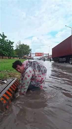 Massive Storm Drain Rescue During Heavy Rainfall #cleaning #shorts #plastic