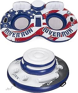 Intex American Flag Inflatable Float & Intex Inflatable Beverage Cooler Float