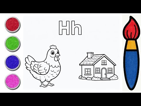 H for Hen H for House | Learn Alphabet H with Coloring | Color With Musa