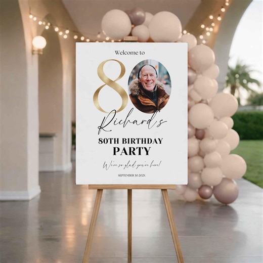 80th Birthday Poster Welcome Sign, Look Who's 80 Birthday Decorations: Editable Canva Template (digital Download) - Etsy