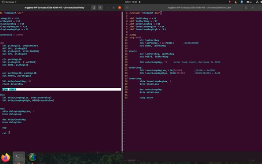 Lesson 2: asm - ATmega328p - Ubuntu - blinkLED - Subroutine
