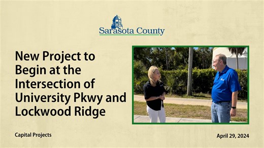 Sarasota County Capital Projects Shelly Walters and Project Manager Scott Dalton provide important information regarding a new pump station project at the intersection of University Pkwy and Lockwood Ridge. Find out more at scgov.net/CapitalProjects or call 311. #SRQCountyProjects | Sarasota County Government