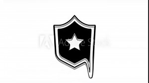 Black Police badge icon isolated on white background. Sheriff badge sign. Shield with star symbol. 4K Video motion graphic animation