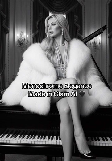 Monochrome Elegance. Old-Hollywood winter vibes ❄️🖤 Made in @Glam AI App — no prompt needed. Use my code GOSIA for 50% off #glamai #monochrome #winteraesthetic #gosia #frol