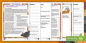 Thanksgiving KS2 Reading Comprehension Activity