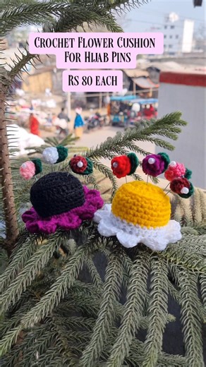 Crochet Flower Cushion For Hijab Pins.#trending #crochet #shortsfeed #shortviral #shorts #shortvideo