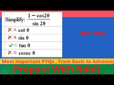 Simplify : (1 - cos⁡2θ ) / sin⁡2θ =