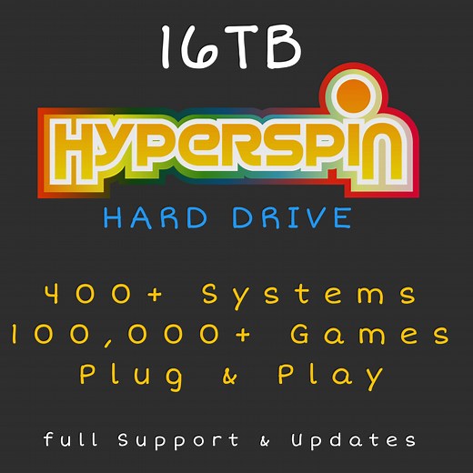16TB Hyperspin Hard Drive - Over 400  Systems & 100,000  Games