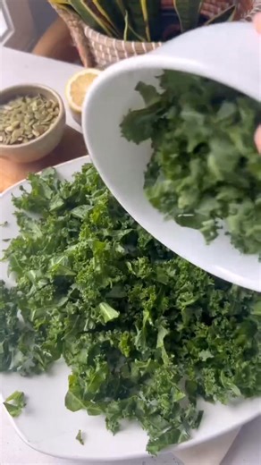Kale Salad with Lemon Tahini Dressing 🥗🍋 The best part? Prepare it ahead, toss with the dressing, and it stays fresh in the fridge for at least 2 days. Salad Kale, chopped into small pieces, with lemon juice drizzled over it Seasoned chickpeas, drizzled with avocado oil, and sprinkled with 1 tsp chili powder and 1/2 tsp garlic powder and 1/4 tsp cayenne pepper if you like it spicy. Toss and bake for 20 minutes at 400 F. Pepitas Green onions Hemp seeds Avocado (if you’re keeping it in the fridg
