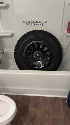 Spare in da bathroom #sparewheel
