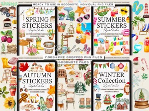 Digital Sticker Bundle: 400  Planner Stickers, Goodnotes, Onenote (PNG) 4 Seasons Elements - Etsy