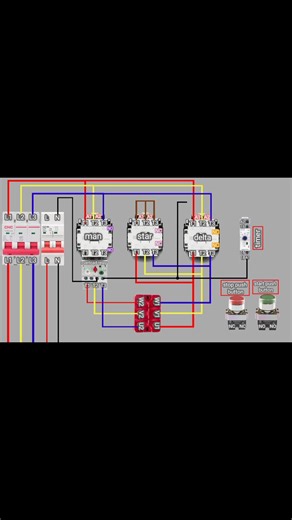 4.2K views · 62 reactions | The image displays the power and control wiring diagram for a Star-Delta Starter for a three-phase induction motor. This type of starter is commonly used to reduce the starting current and torque of the motor, thereby minimizing stress on mechanical parts and the electrical supply during startup #stardeltastarter #wirediagram #starter #wiring #overloadrelay #electrical | technical golu | Facebook