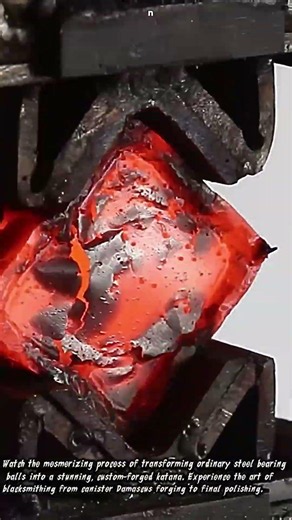 How to Forge a Katana from Steel Bearing Balls #worker #process #blacksmithing #katana #damascus