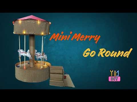 DIY Merry Go Round Using DC Motor | Amazing Cardboard Carousel Amusement Park Ride 2026