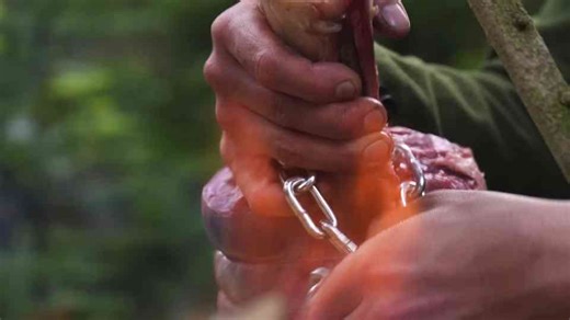 Giant Knuckle Grilled on a Chain at the Campfire | Fire Kitchen ASMR!