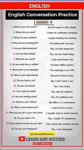 English Speaking Practice for Beginners | Improve English Conversation Skills | @LearnandSuccess-
