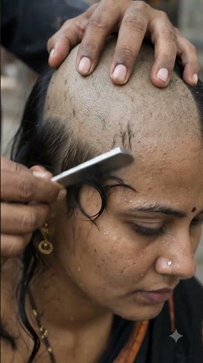 Woman shaved with straight razor