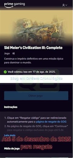 Gog.com redeem Sid Meiers Civilization III Complete - Você tem até 05/12/2025 para resgatar
