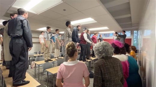 2.6K views · 78 reactions | Cape and Sword cast and crew continue a pre-show ritual called Aruchacha that dates back to 1998. Don’t miss “How to Succeed…” tonight at 8 and tomorrow at 3. Tickets: www.sjprep.org #GoPrep | St. Joseph's Prep | Facebook