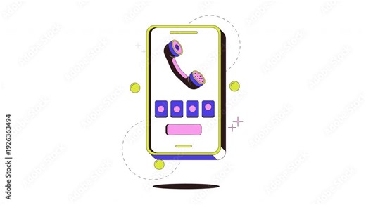 Receive sms code by phone onboarding ui animation. Secure two factor login. Call message verification. 4 digit input. Web design. Mobile app intro motion. Micro UX scene 4K video on transparent