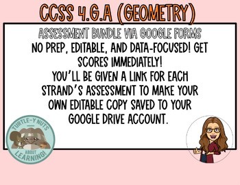 CCSS 4.G.A (Geometry) Google Forms Assessment Bundle NO PREP