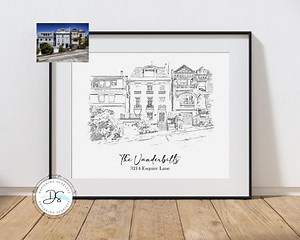 Custom Sketch House Drawing Black White Realtor Closing Gift Personalized Housewarming Moving DD2 - Etsy UK