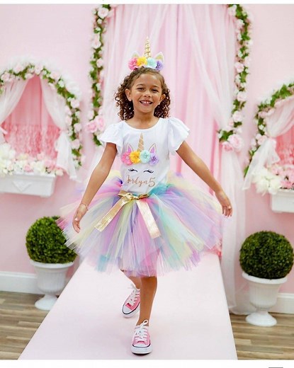 Unicorn Outfit, Rainbow Tulle Set With Personalized Girls' Top and Headbands - Etsy