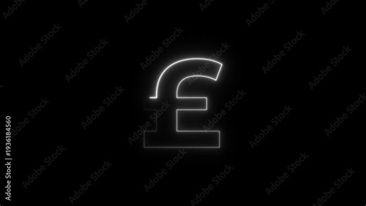 Glowing Pound Sign Neon Currency Symbol British Money Finance Economy pound symbol british currency neon light