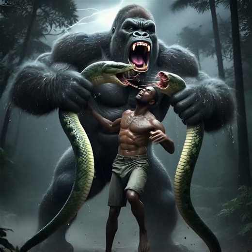 King Kong Rescues Hunter from Anaconda.