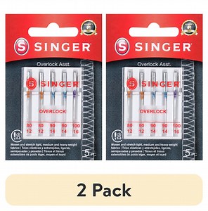 (2 pack) SINGER Assorted Size Regular Point Overlock Sewing Machine Needles - 5 Count