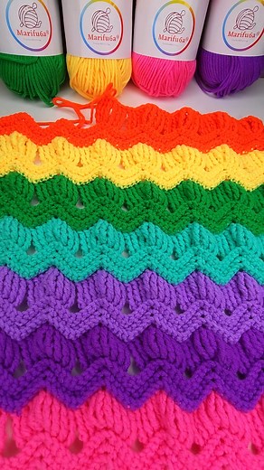 🌈crochet easy fan colourful ripple pattern blanket🤩 | Crochet&Knitting by marifu6a