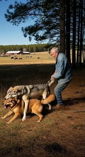 It all happened so fast — a sudden wolf attack on a dog