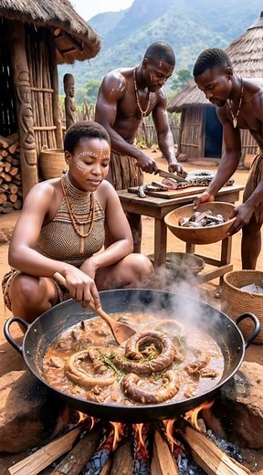 Venda Tribe Python Feast: Traditional Cooking 🐍🔥tribalfood #triballife #shorts