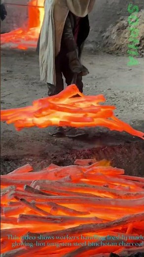 Handling Red Hot Tungsten Steel Binchotan Charcoal
